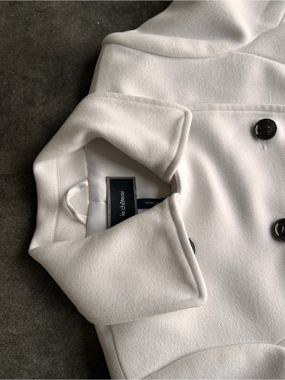 Le Château White Double-Breasted Belted Trench Coat (Wool) - Picture 10 of 11